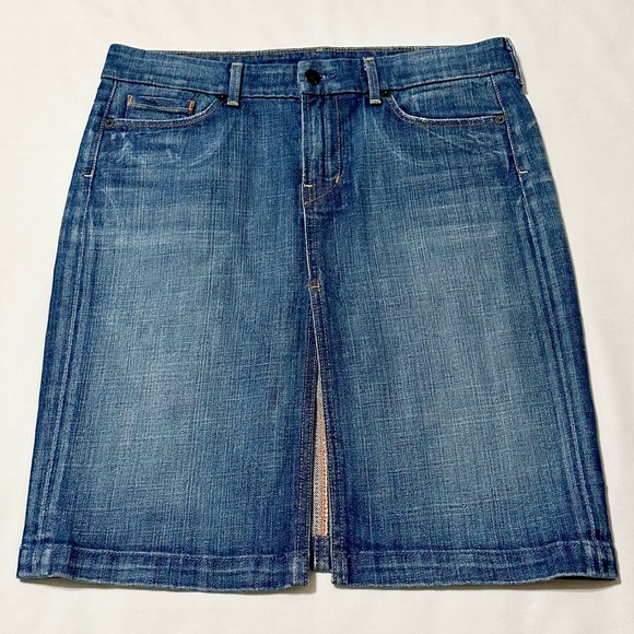 Citizens of Humanity Sophia Split Front Distressed Denim Knee Length Skirt - 6 - Picture 3 of 16